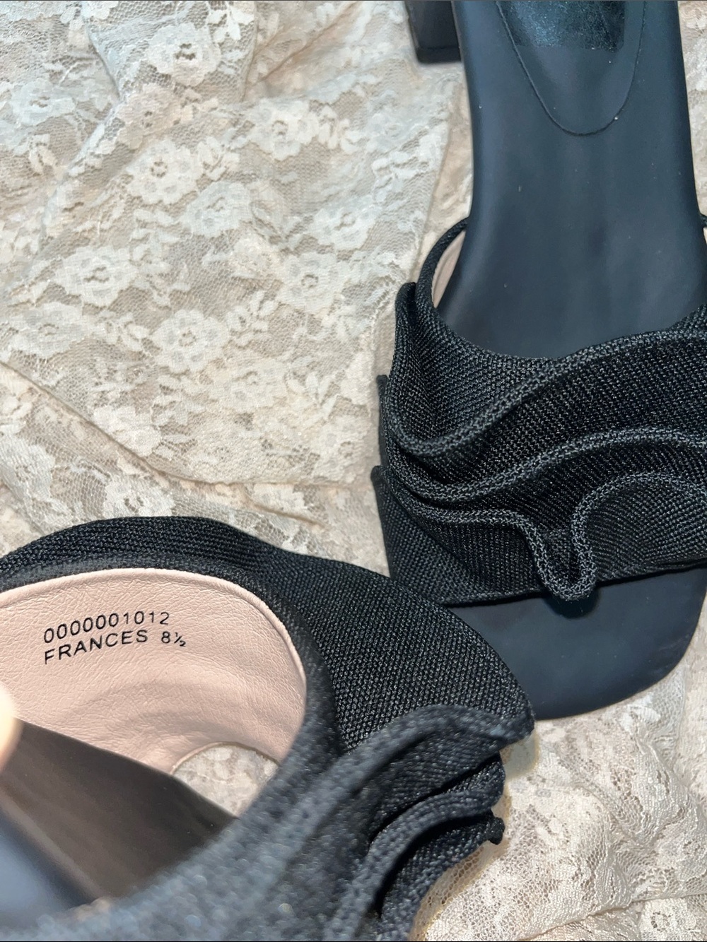 ShuShop Black Ruffle Slide Mules - Picture 4 of 5